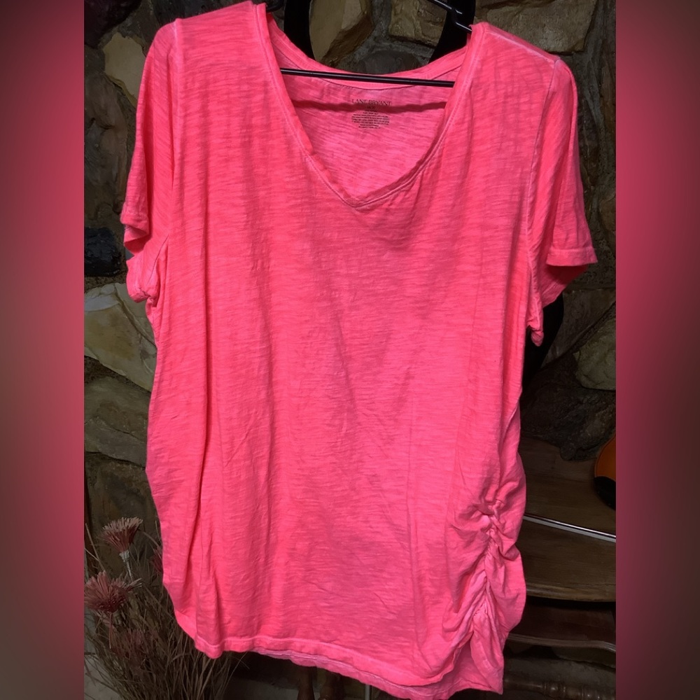 Neon pinkish T-shirt 100 cotton gathers at bottom